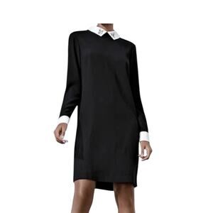Victoria Beckham Target Bunny Collar Black Shift Dress Long Sleeve Size Medium